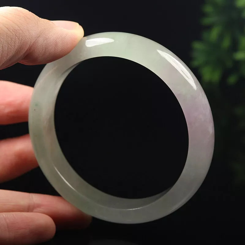 VINTAGE Large Jadeite Lavender/Pale Green Jade Bangle Size 62mm L125 - JazzyJewelbyAmina 