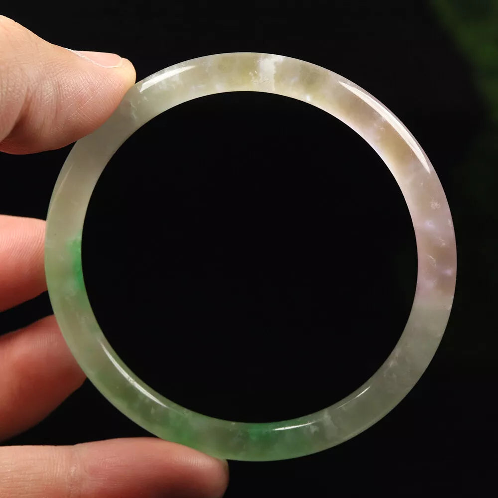 VINTAGE Large Jadeite Green/Lavender Jade Bangle size 60mm Round Princess Thin Cut - L035 - JazzyJewelbyAmina 