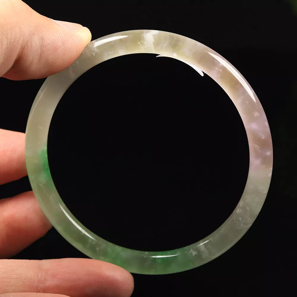 VINTAGE Large Jadeite Green/Lavender Jade Bangle size 60mm Round Princess Thin Cut - L035 - JazzyJewelbyAmina 