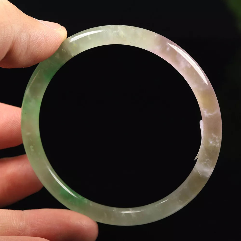 VINTAGE Large Jadeite Green/Lavender Jade Bangle size 60mm Round Princess Thin Cut - L035 - JazzyJewelbyAmina 