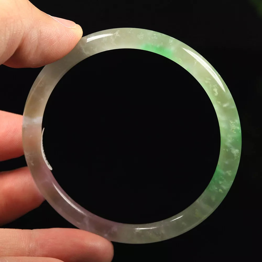 VINTAGE Large Jadeite Green/Lavender Jade Bangle size 60mm Round Princess Thin Cut - L035 - JazzyJewelbyAmina 