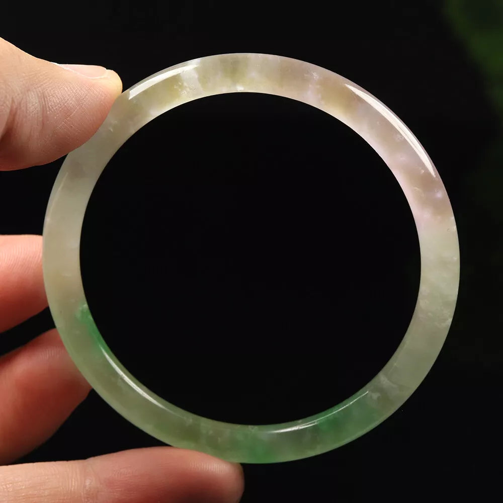 VINTAGE Large Jadeite Green/Lavender Jade Bangle size 60mm Round Princess Thin Cut - L035 - JazzyJewelbyAmina 