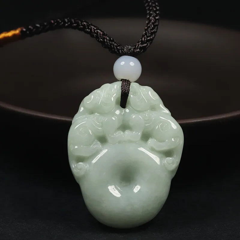 VINTAGE Handmade Jadeite Green (pale) Jade Pendant Dragon Lunar New Year - JazzyJewelbyAmina 