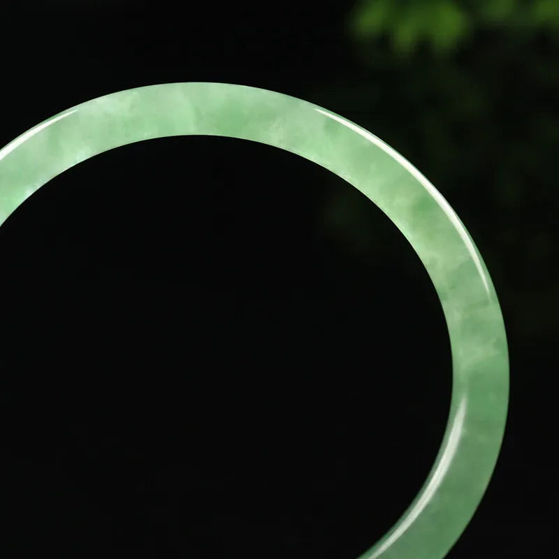 VINTGE Jadeite Green Jade Round Princess Bangle Size 57mm M007 - JazzyJewelbyAmina 