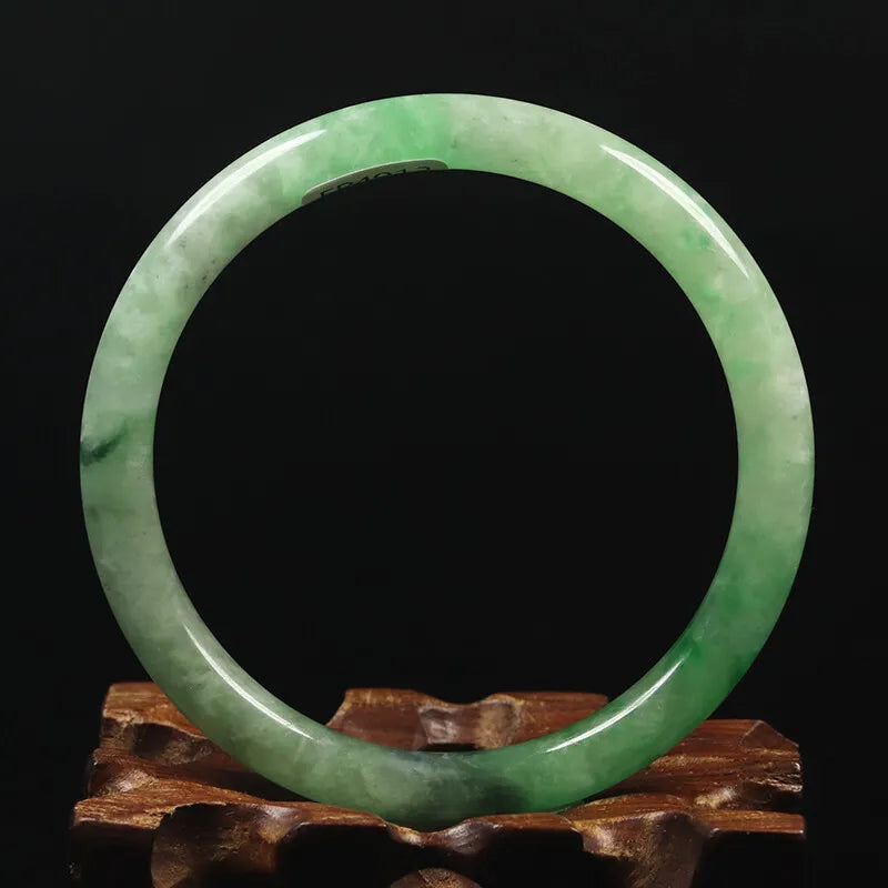 VINTAGE Medium Jadeite Green Jade Bangle Size 57 mm - Round Princess Cut F879 - JazzyJewelbyAmina 