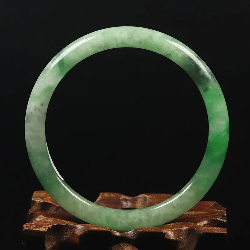 VINTAGE Medium Jadeite Green Jade Bangle Size 57 mm - Round Princess Cut F879 - JazzyJewelbyAmina 