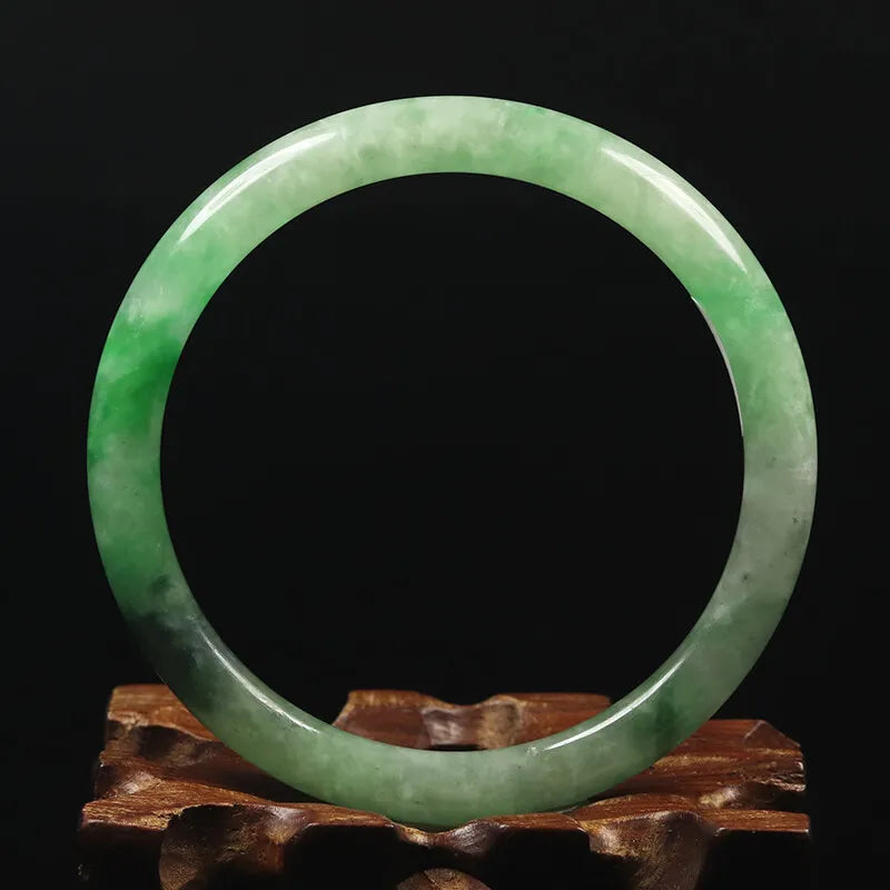 VINTAGE Medium Jadeite Green Jade Bangle Size 57 mm - Round Princess Cut F879 - JazzyJewelbyAmina 