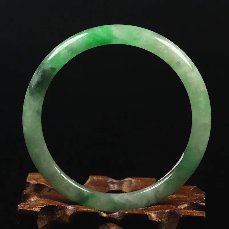 VINTAGE Medium Jadeite Green Jade Bangle Size 57 mm - Round Princess Cut F879 - JazzyJewelbyAmina 