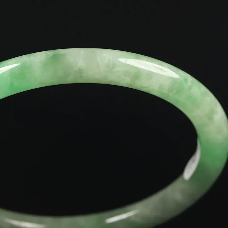 VINTAGE Medium Jadeite Green Jade Bangle Size 57 mm - Round Princess Cut F879 - JazzyJewelbyAmina 