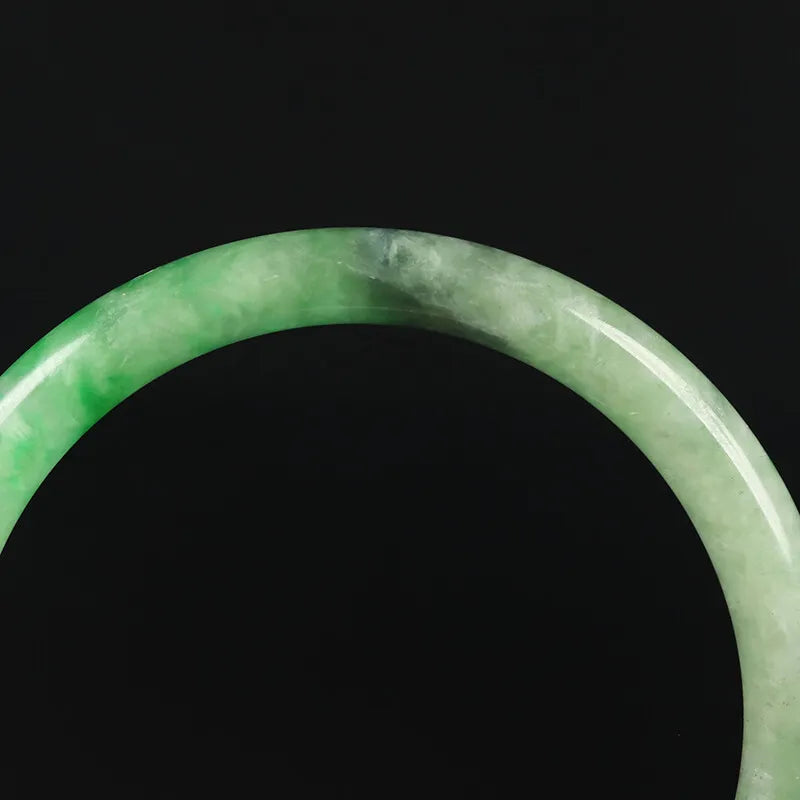 VINTAGE Medium Jadeite Green Jade Bangle Size 57 mm - Round Princess Cut F879 - JazzyJewelbyAmina 