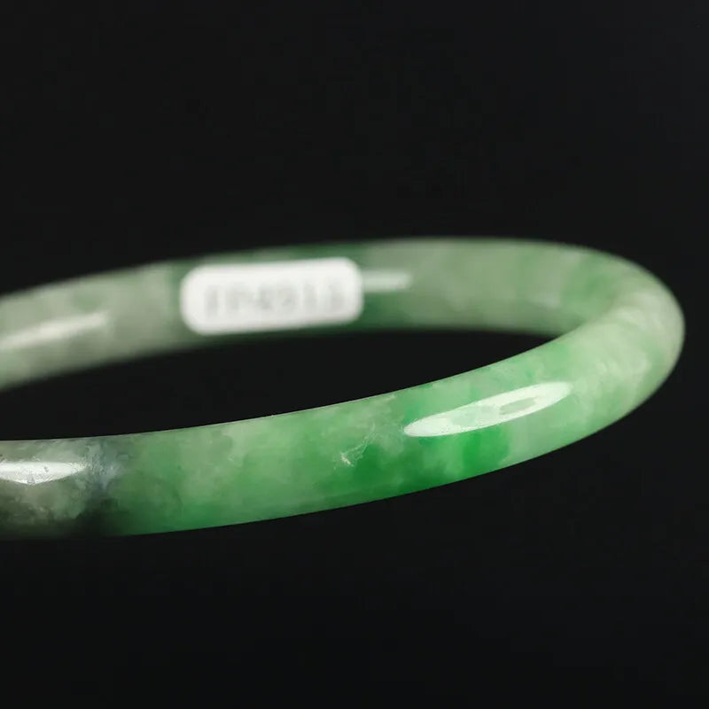 VINTAGE Medium Jadeite Green Jade Bangle Size 57 mm - Round Princess Cut F879 - JazzyJewelbyAmina 