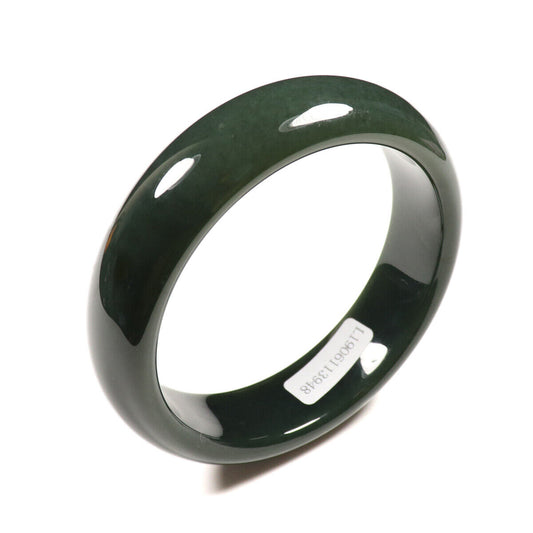 VINTAGE Medium Hetian Nephrite Black/Green Jade Bangle Size 58mm N949 - JazzyJewelbyAmina 