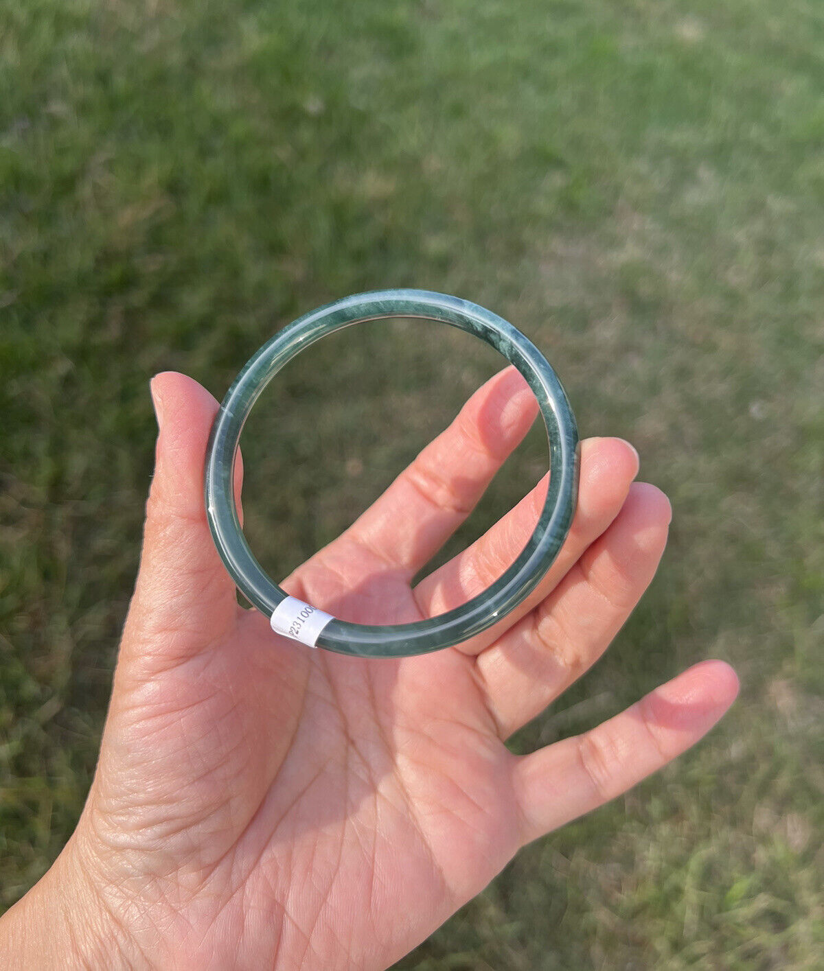 VINTAGE Small Jadeite Green Jade Bangle - Round Princess Cut - from Guatemala Size 56.5 D750 - JazzyJewelbyAmina 