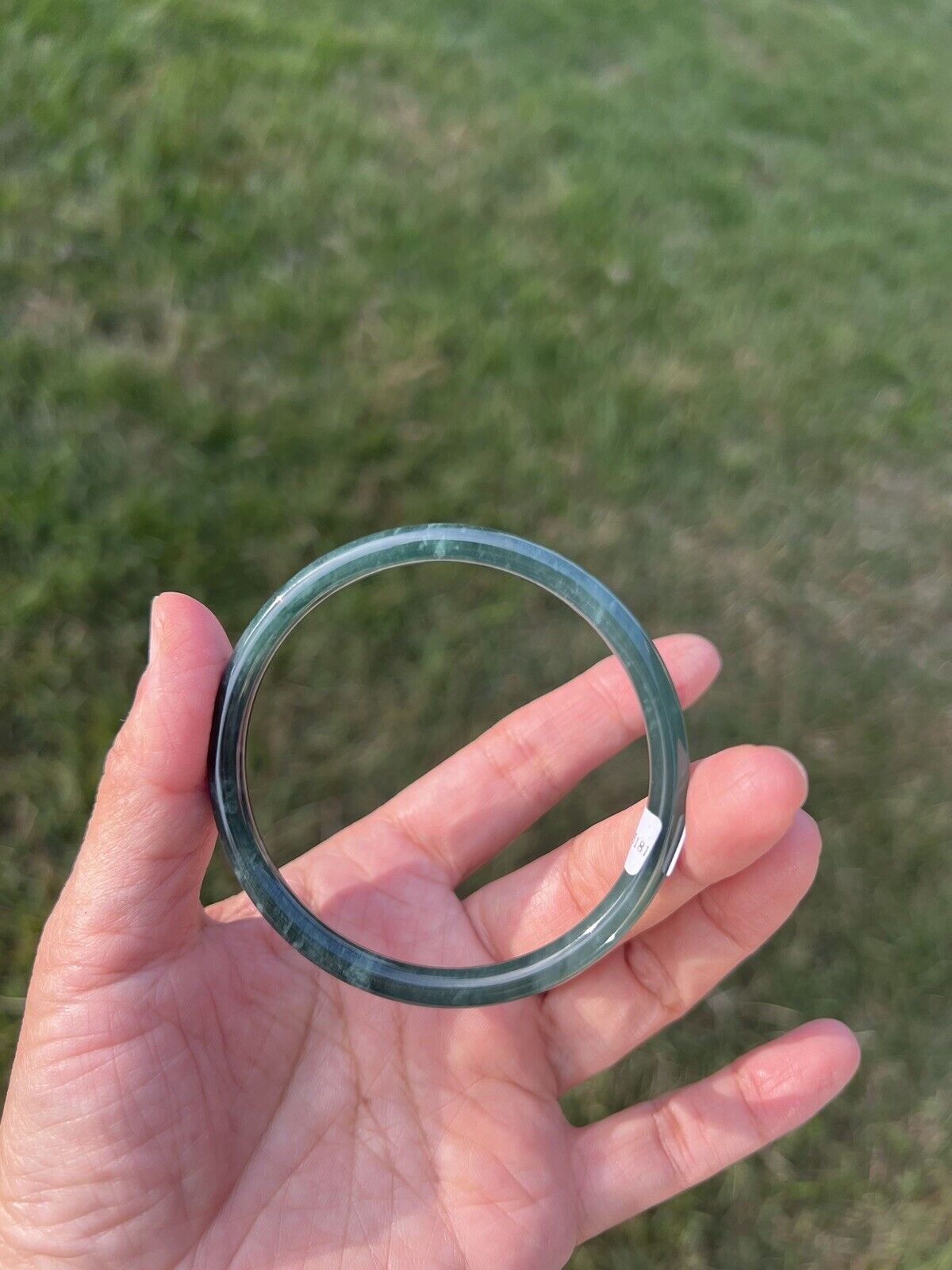 VINTAGE Small Jadeite Green Jade Bangle - Round Princess Cut - from Guatemala Size 56.5 D750 - JazzyJewelbyAmina 