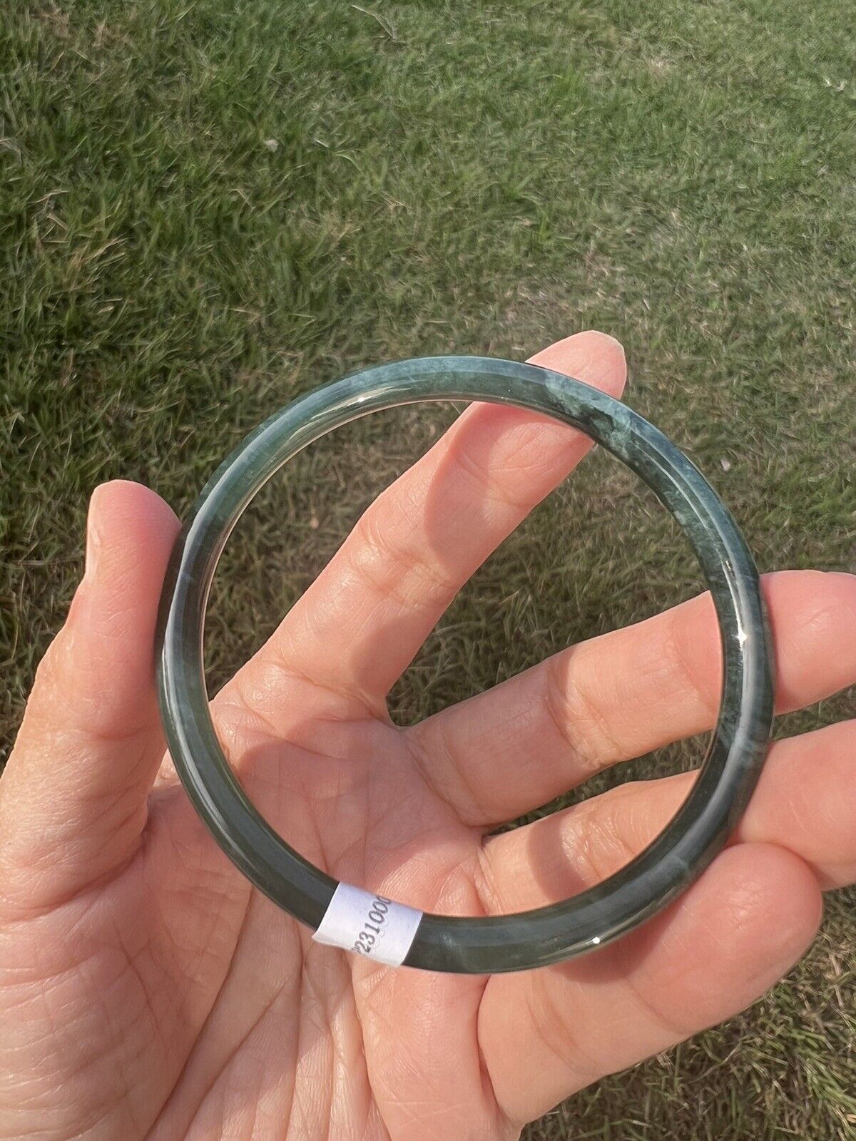 VINTAGE Small Jadeite Green Jade Bangle - Round Princess Cut - from Guatemala Size 56.5 D750 - JazzyJewelbyAmina 