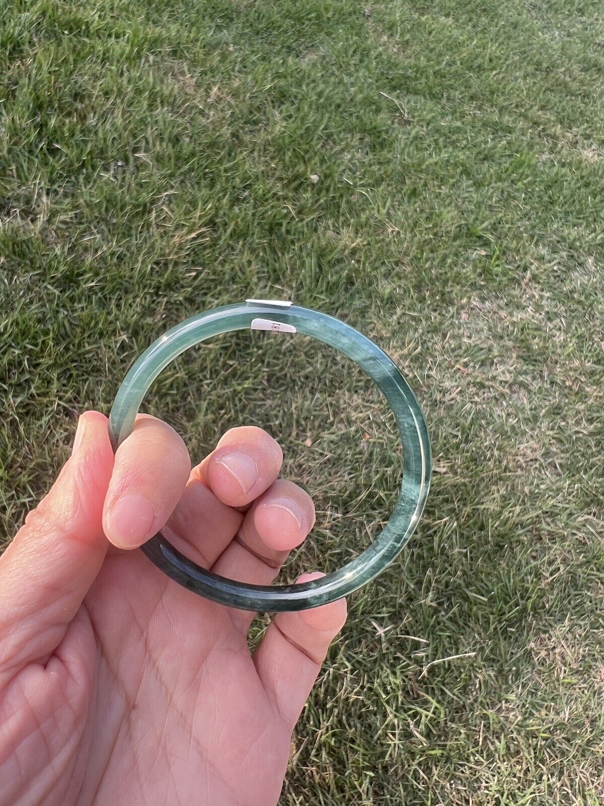 VINTAGE Small Jadeite Green Jade Bangle - Round Princess Cut - from Guatemala Size 56.5 D750 - JazzyJewelbyAmina 
