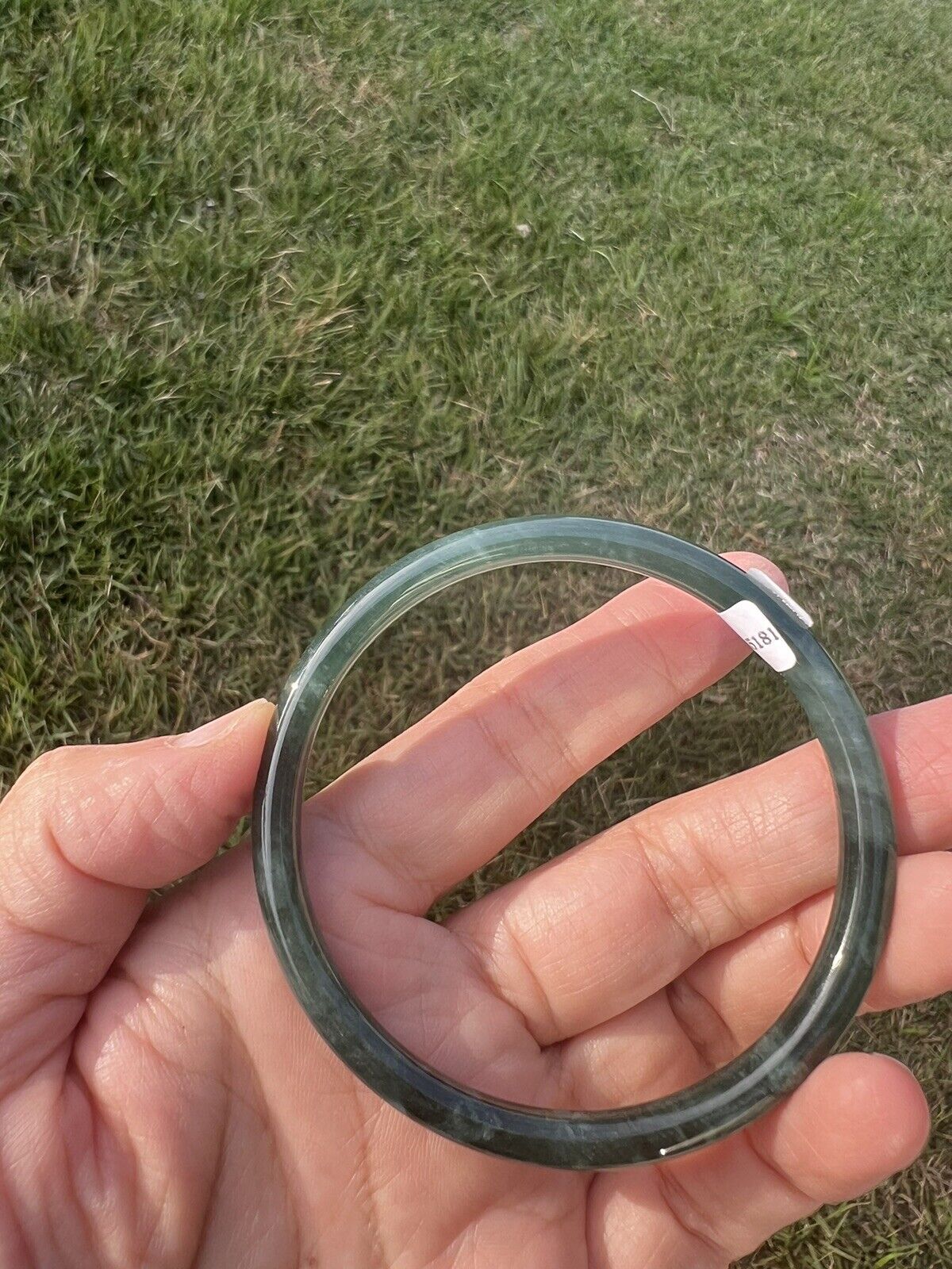 VINTAGE Small Jadeite Green Jade Bangle - Round Princess Cut - from Guatemala Size 56.5 D750 - JazzyJewelbyAmina 