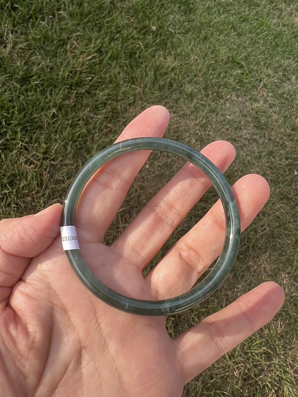 VINTAGE Small Jadeite Green Jade Bangle - Round Princess Cut - from Guatemala Size 56.5 D750 - JazzyJewelbyAmina 