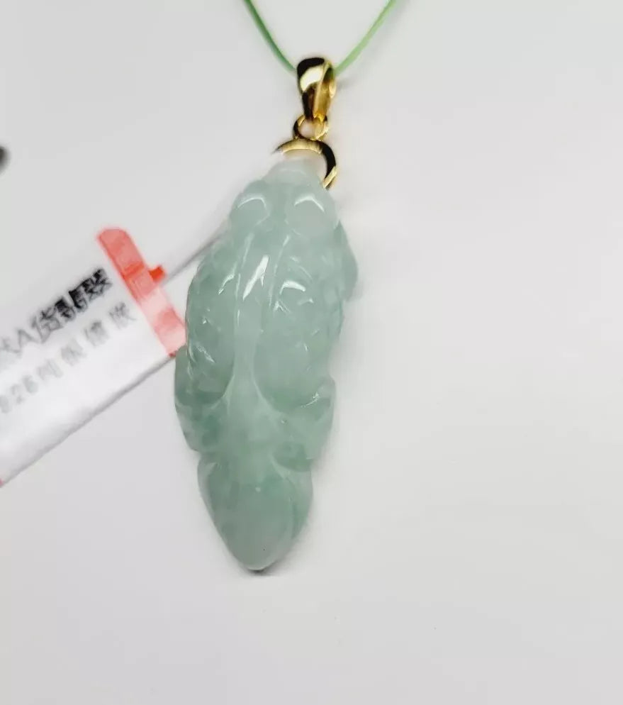 VINTAGE Jadeite Pale Green Jade Fish Pendant with Gold Over Sterling Silver Bale - JazzyJewelbyAmina 