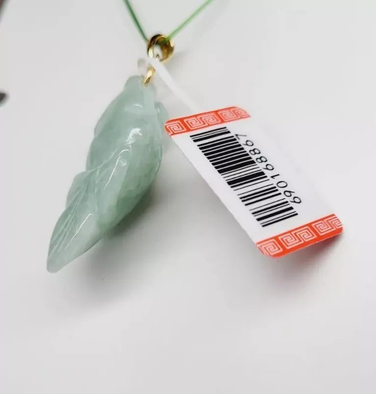 VINTAGE Jadeite Pale Green Jade Fish Pendant with Gold Over Sterling Silver Bale - JazzyJewelbyAmina 