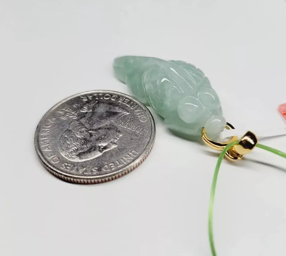 VINTAGE Jadeite Pale Green Jade Fish Pendant with Gold Over Sterling Silver Bale - JazzyJewelbyAmina 