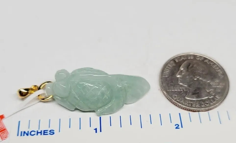VINTAGE Jadeite Pale Green Jade Fish Pendant with Gold Over Sterling Silver Bale - JazzyJewelbyAmina 