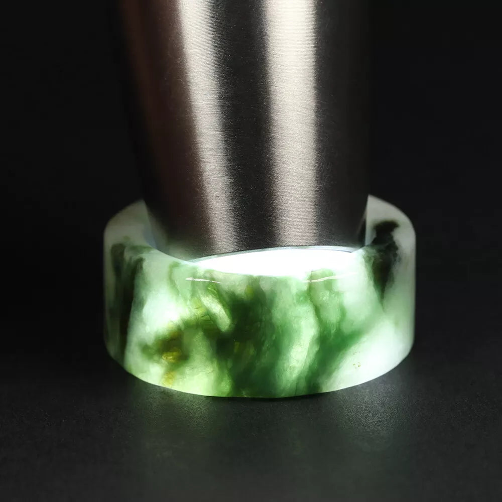 VINTAGE Marbled Green Jade Thumb Ring - Certified Grade A Jade -  Size 14 US - U795 - JazzyJewelbyAmina 