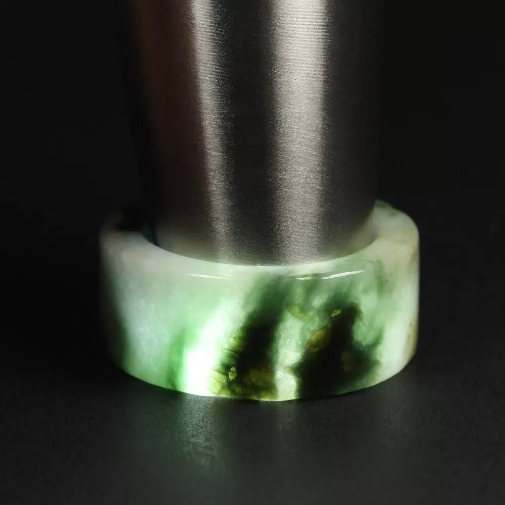 VINTAGE Marbled Green Jade Thumb Ring - Certified Grade A Jade -  Size 14 US - U795 - JazzyJewelbyAmina 