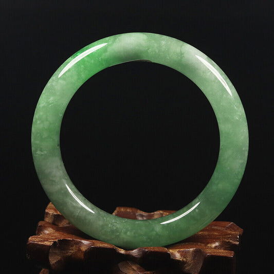 VINTAGE Small Jadeite Green Jade Bangle from Burma Round Princess Cut Size 55mm J843 - JazzyJewelbyAmina 