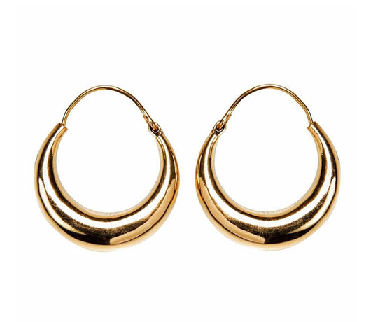 Gold Brass Boho Crescent Hoop Earrings - JazzyJewelbyAmina 