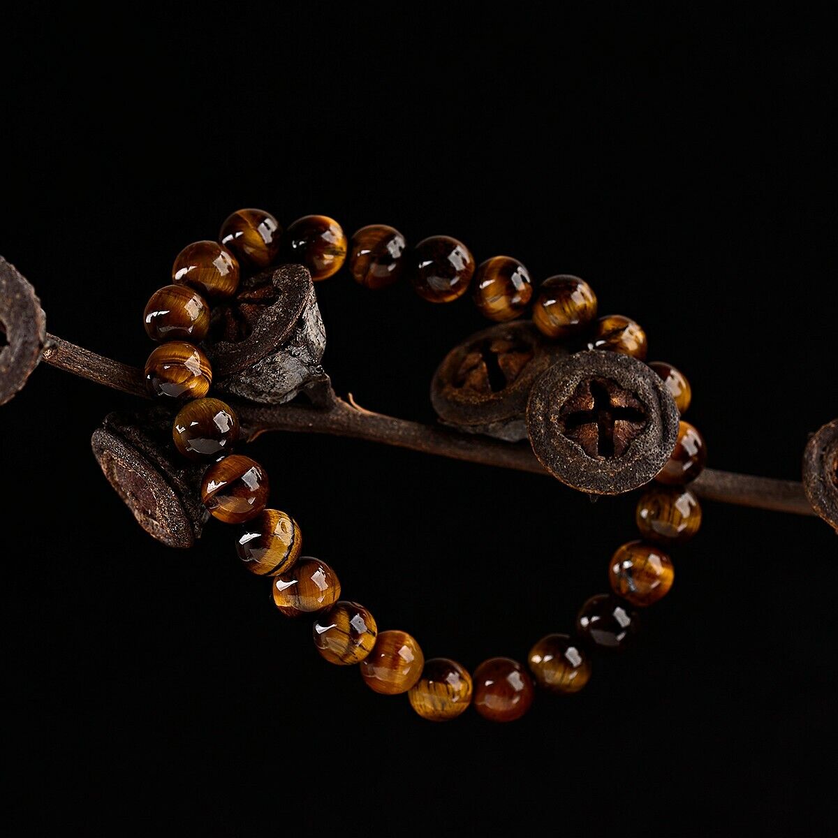Handmade Tiger's Eye Mala Stretch Bracelet for Men/Women - Sacral Chakra - JazzyJewelbyAmina 