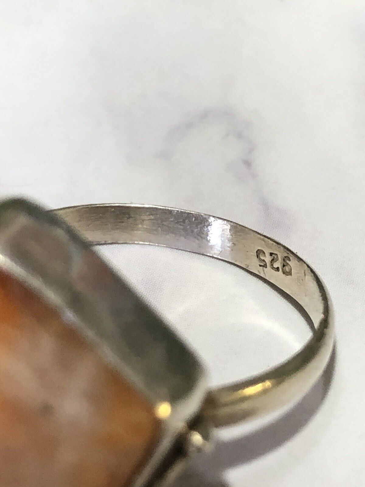 VINTAGE Orange Agate Stone Ring - Sterling Silver (stamped 925) band Size Medium 7.5 US - JazzyJewelbyAmina 
